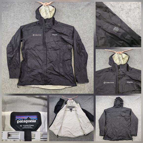 Patagonia Torrentshell Jacket Womens XL Black H2No Waterproof Hooded Full Zip - Picture 1 of 16